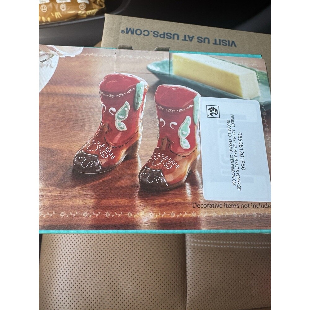 The Pioneer Woman Cowboy Boots Salt Pepper Shaker Set Brand New Original Box